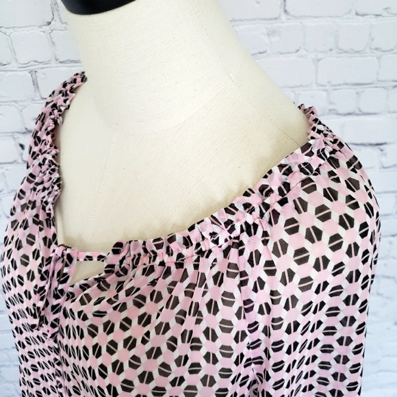 INC International Concepts Sheer Geometric Pattern Blouson Style Blouse--NWT--M - Picture 5 of 11